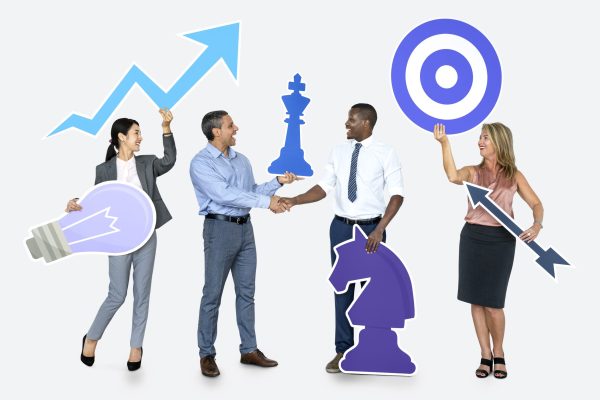 Successful business people with strategic plans